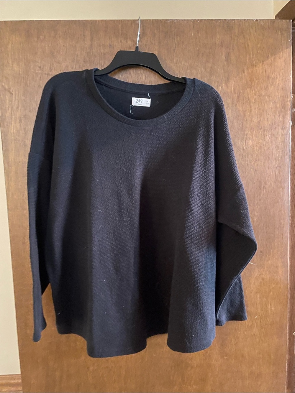 Maurices Black Long Sleeve Waffle Knit Top